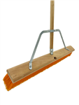 Floor Push Broom 24" Orange Nylon and Hardwood Handle