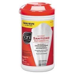No-Rinse Sanitizing Multi-Surface Unscented Wipes 6/CS