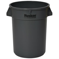 Continental Huskee 32 Gallon Round Receptacle, Gray