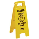 Rubbermaid Commercial Floor Sign 25" Multilingual "Closed" Sign