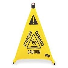 Rubbermaid Commercial Multilingual "Caution" Pop-Up Safety Cone 3 Sided