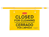 Rubbermaid Commercial Multilingual "Closed for Cleaning" Hanging Sign, Yellow